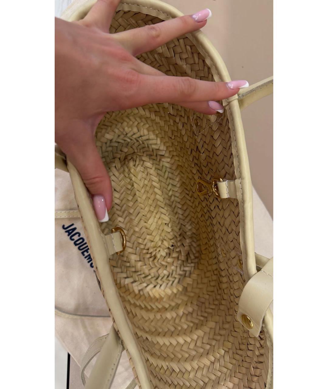 JACQUEMUS Бежевая пелетеная пляжная сумка, фото 6