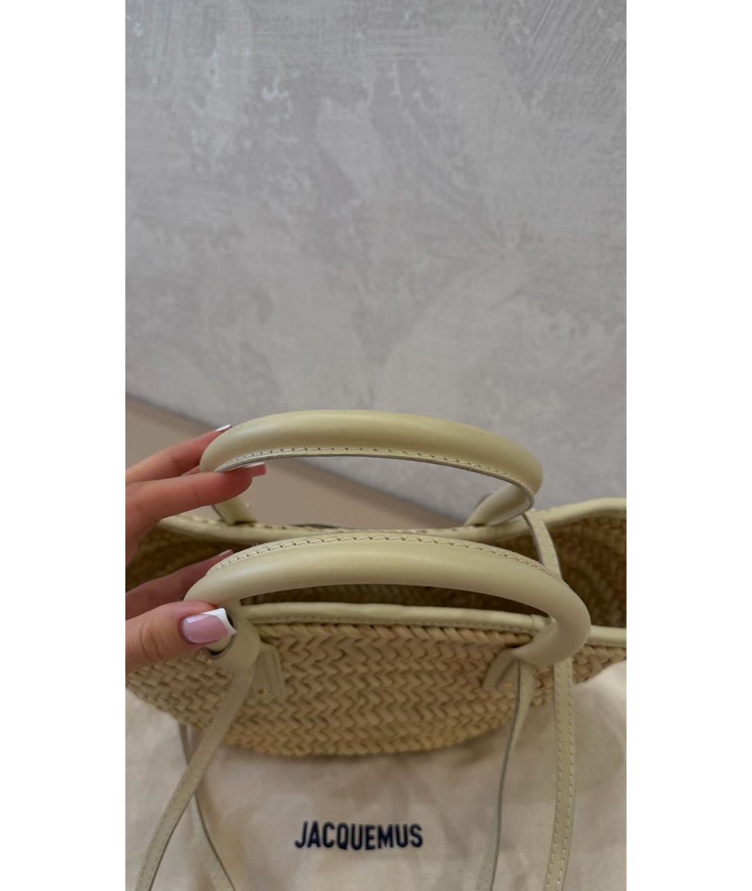 JACQUEMUS Бежевая пелетеная пляжная сумка, фото 5