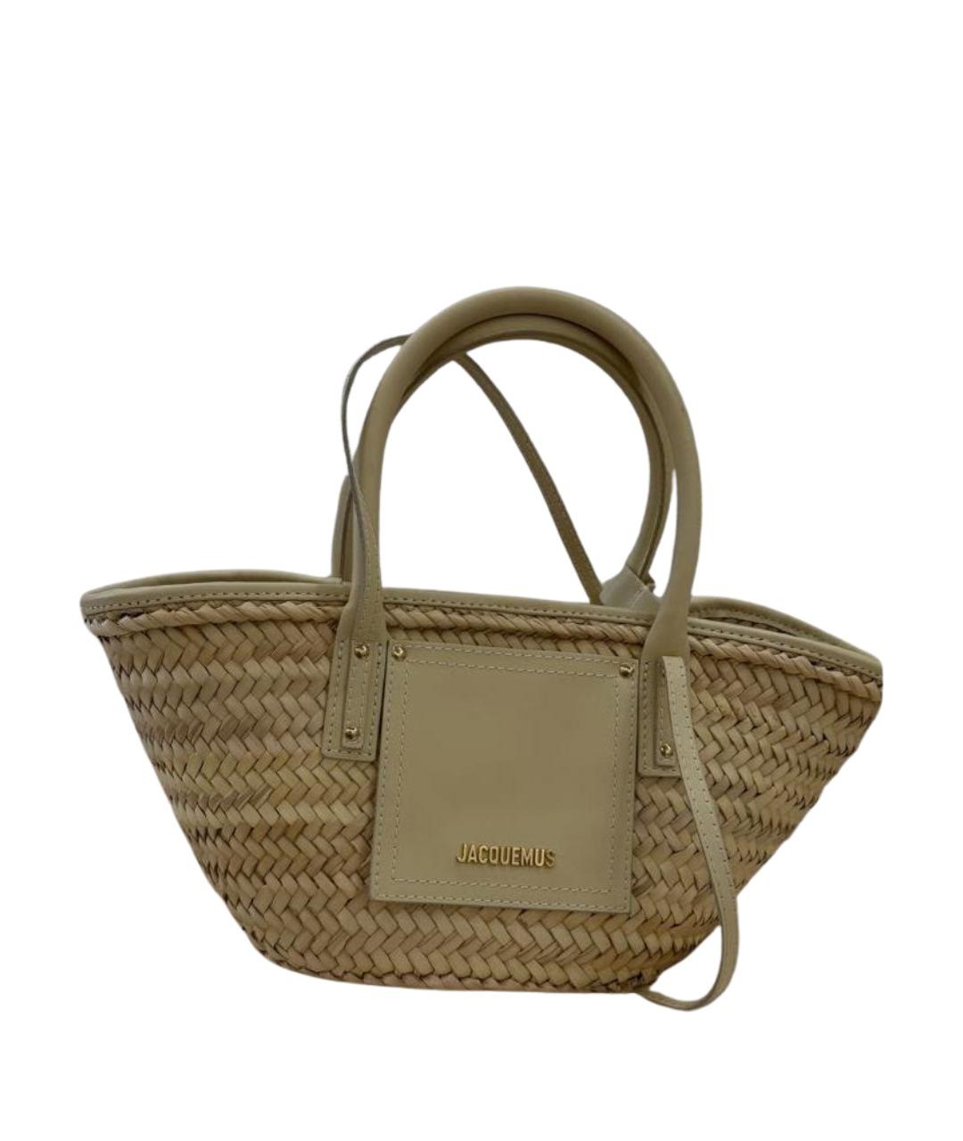 JACQUEMUS Бежевая пелетеная пляжная сумка, фото 1