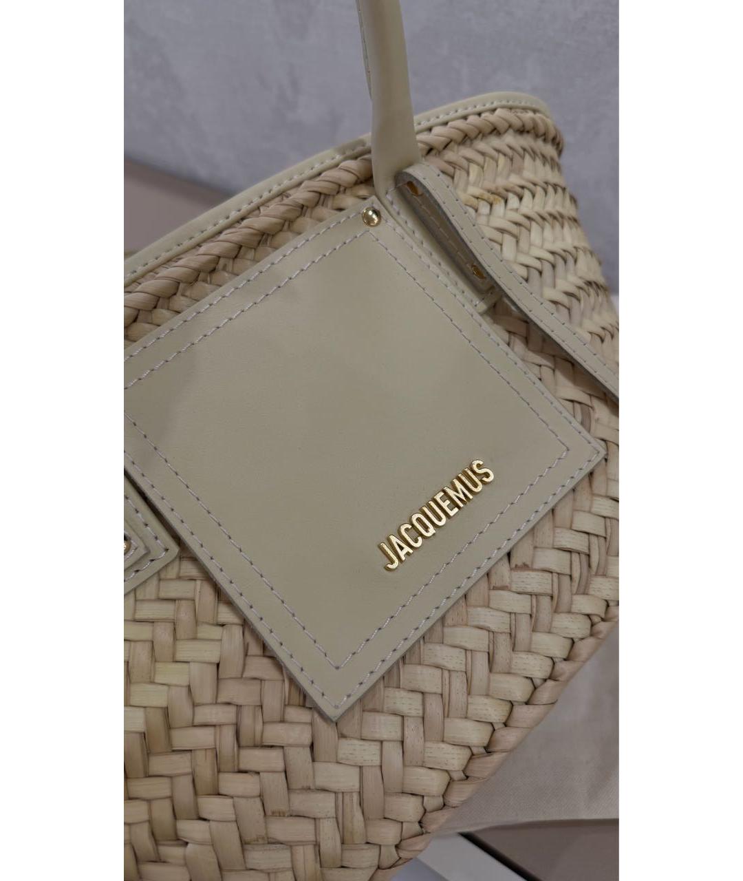 JACQUEMUS Бежевая пелетеная пляжная сумка, фото 7