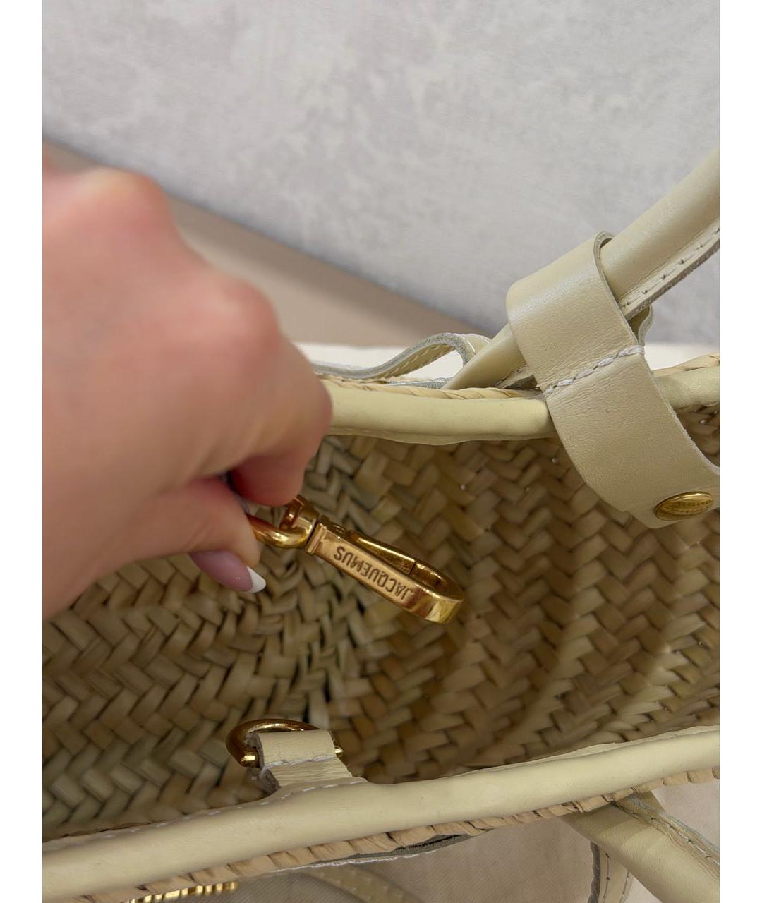 JACQUEMUS Бежевая пелетеная пляжная сумка, фото 8