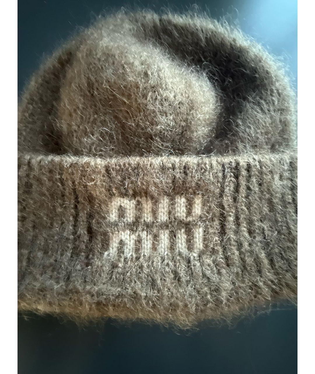 MIU MIU Коричневая шерстяная шапка, фото 4