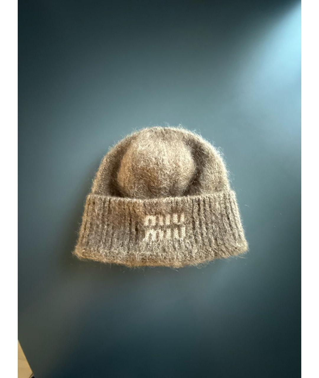 MIU MIU Коричневая шерстяная шапка, фото 6