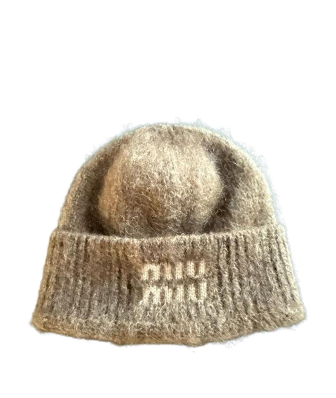 MIU MIU Коричневая шерстяная шапка, фото 2