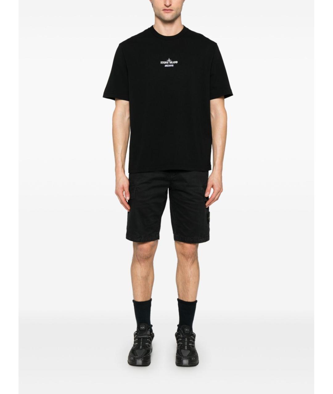 STONE ISLAND Черные хлопковые шорты, фото 2