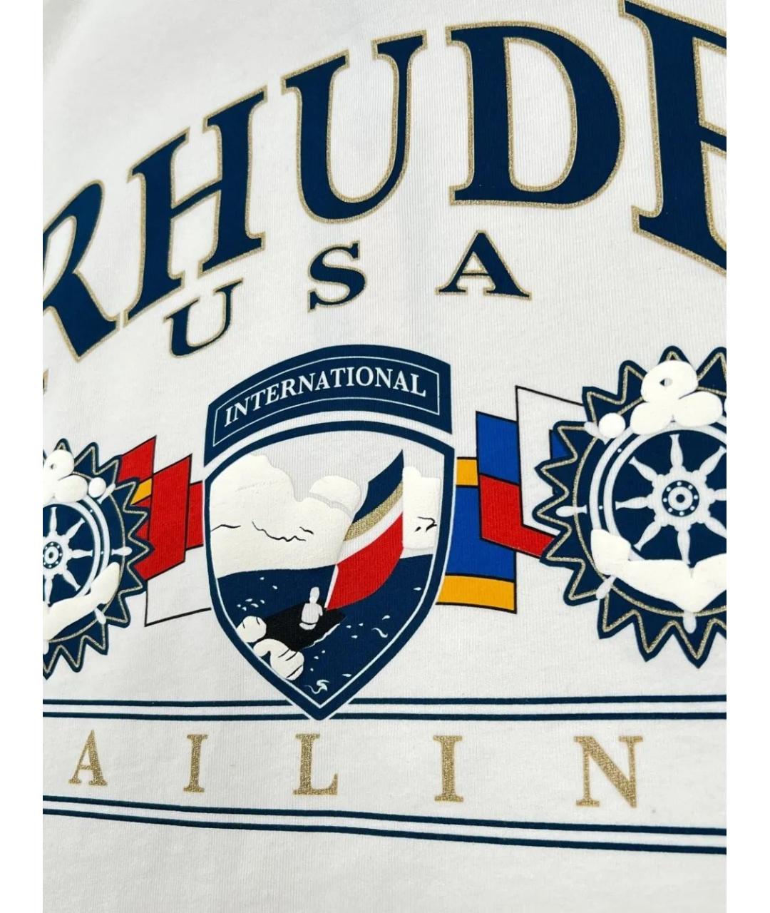 RHUDE Белая хлопковая футболка, фото 3