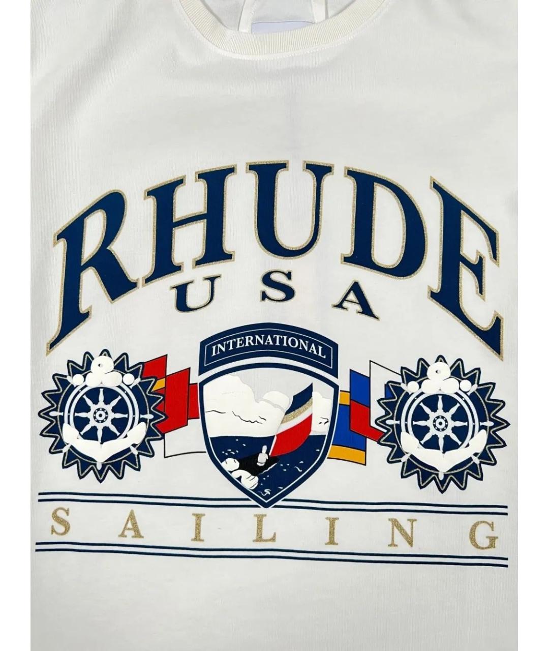 RHUDE Белая хлопковая футболка, фото 4