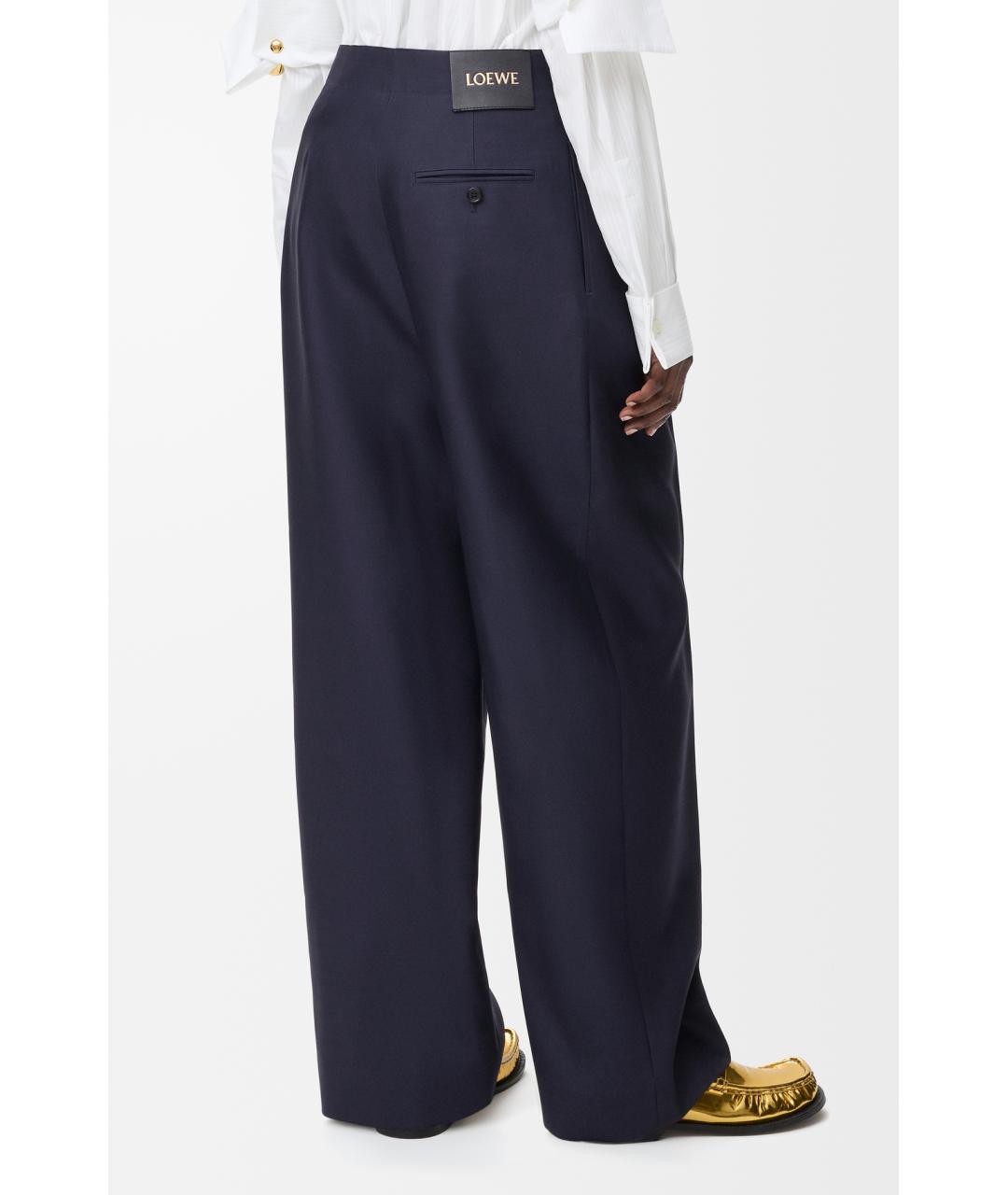 LOEWE Темно-синие шерстяные прямые брюки, фото 4