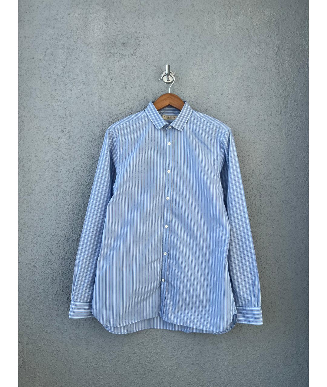 BURBERRY Голубая хлопковая кэжуал рубашка, фото 7