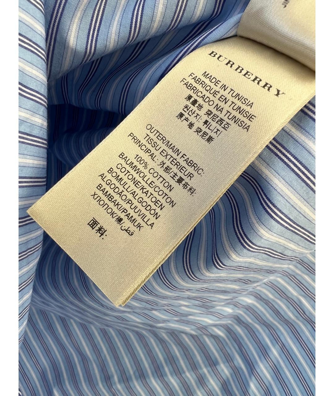 BURBERRY Голубая хлопковая кэжуал рубашка, фото 6
