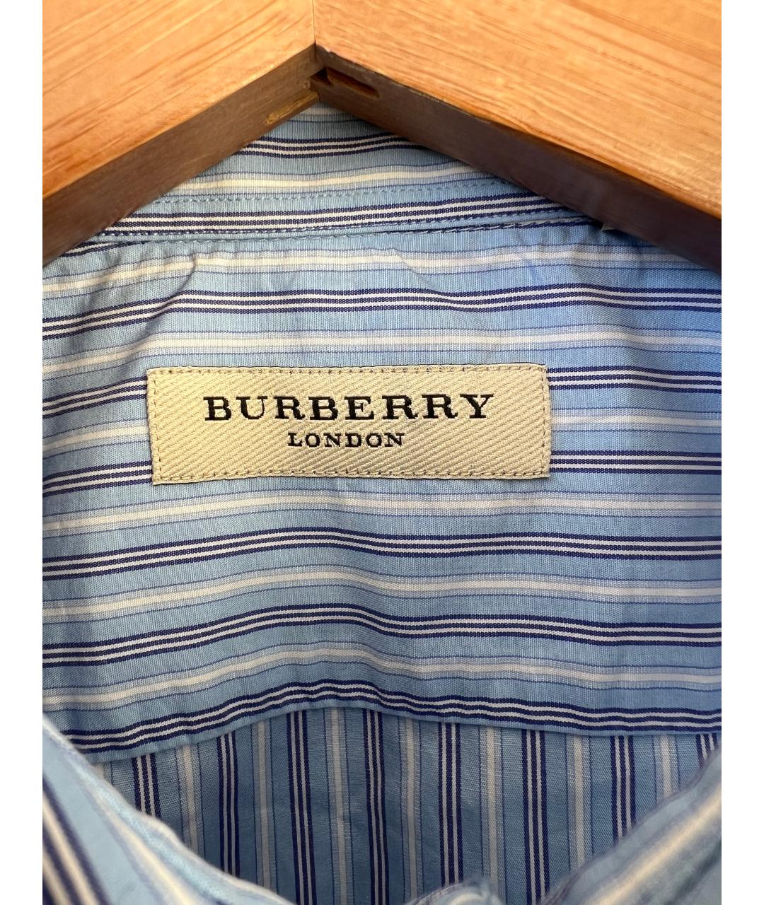 BURBERRY Голубая хлопковая кэжуал рубашка, фото 3