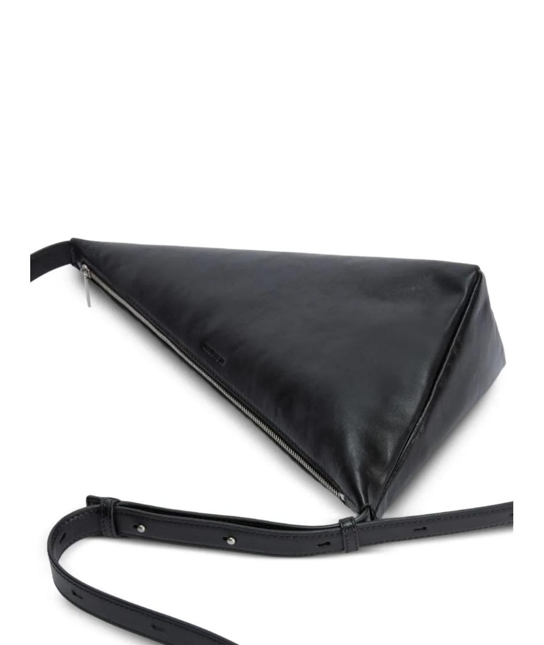 JIL SANDER Черная кожаная сумка на плечо, фото 2