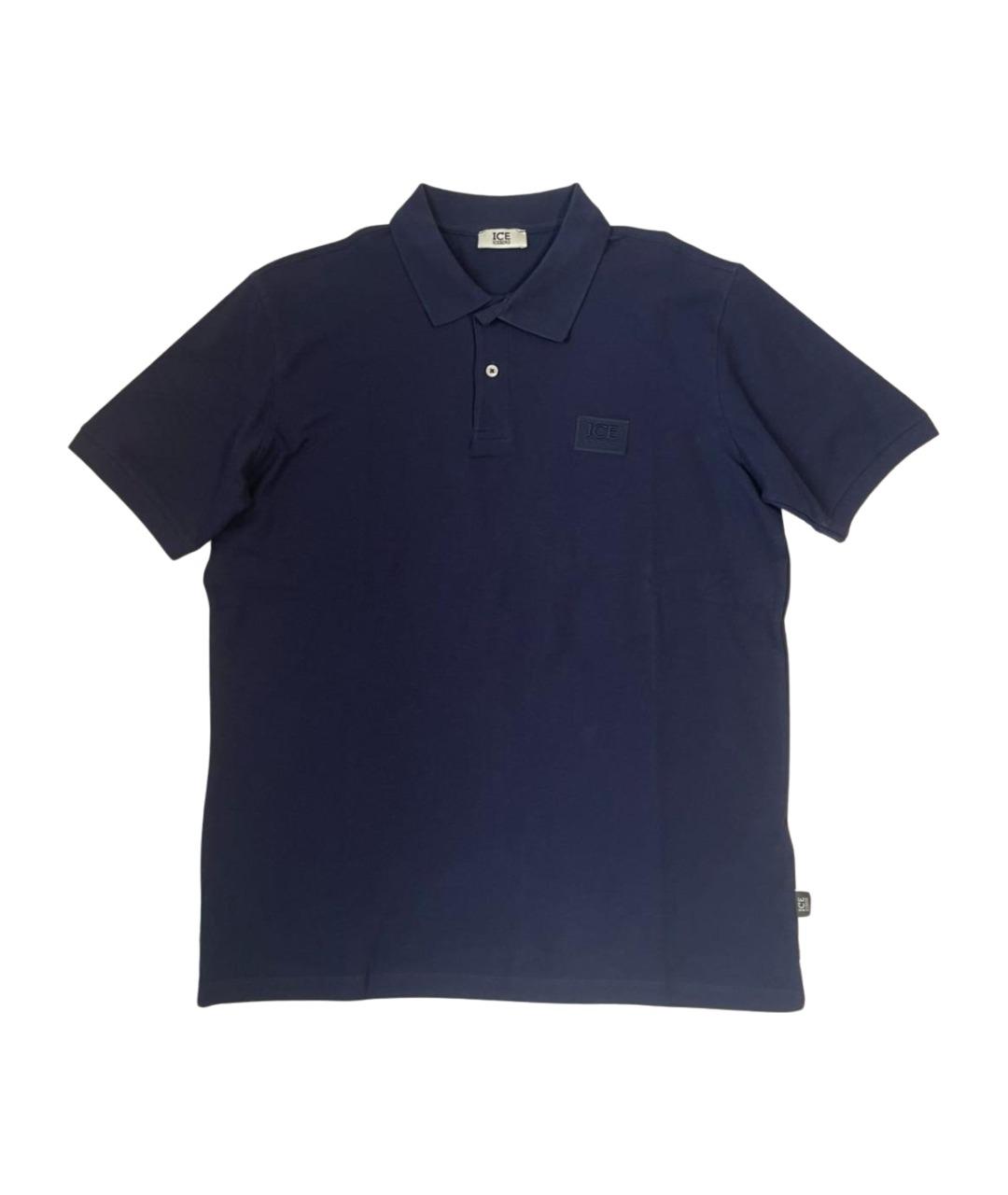 ICEBERG Синее хлопковое поло с коротким рукавом, фото 1