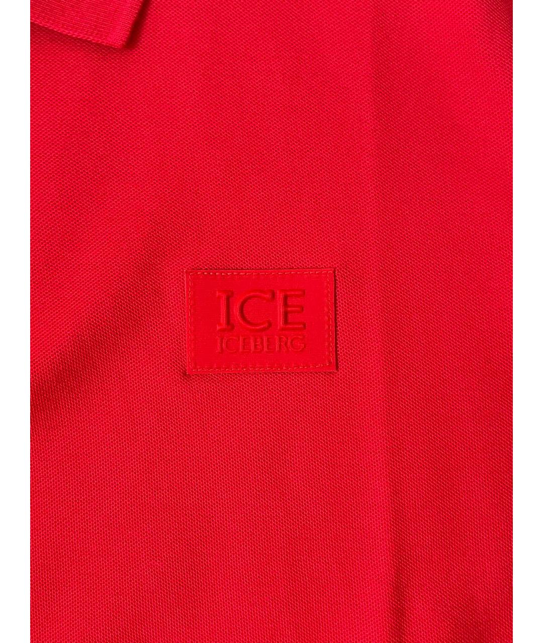 ICEBERG Красное хлопковое поло с коротким рукавом, фото 2