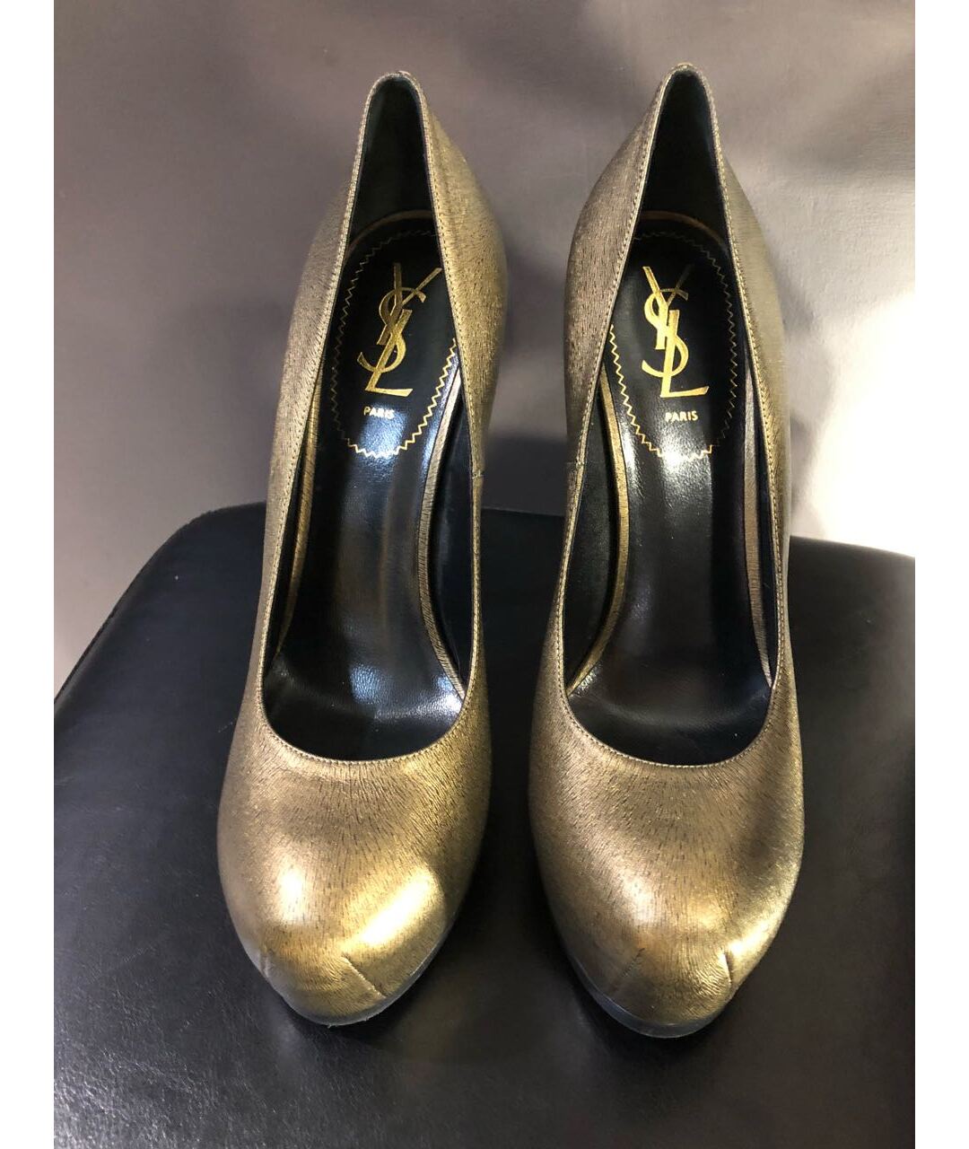 SAINT LAURENT Коричневые кожаные туфли, фото 2