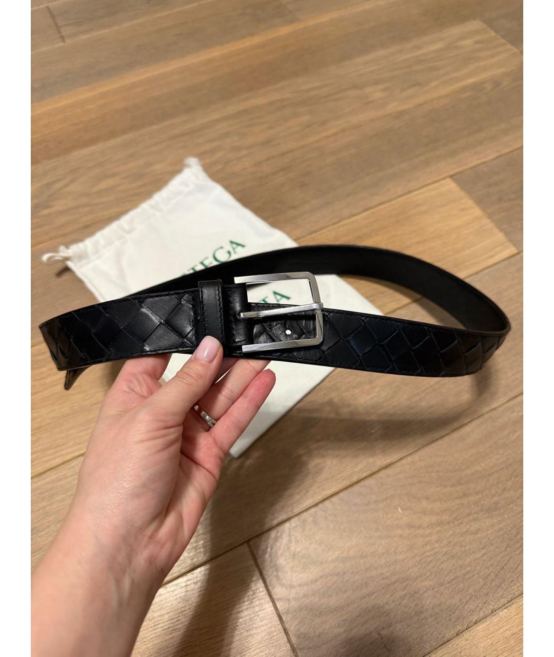 BOTTEGA VENETA Черный кожаный ремень, фото 4