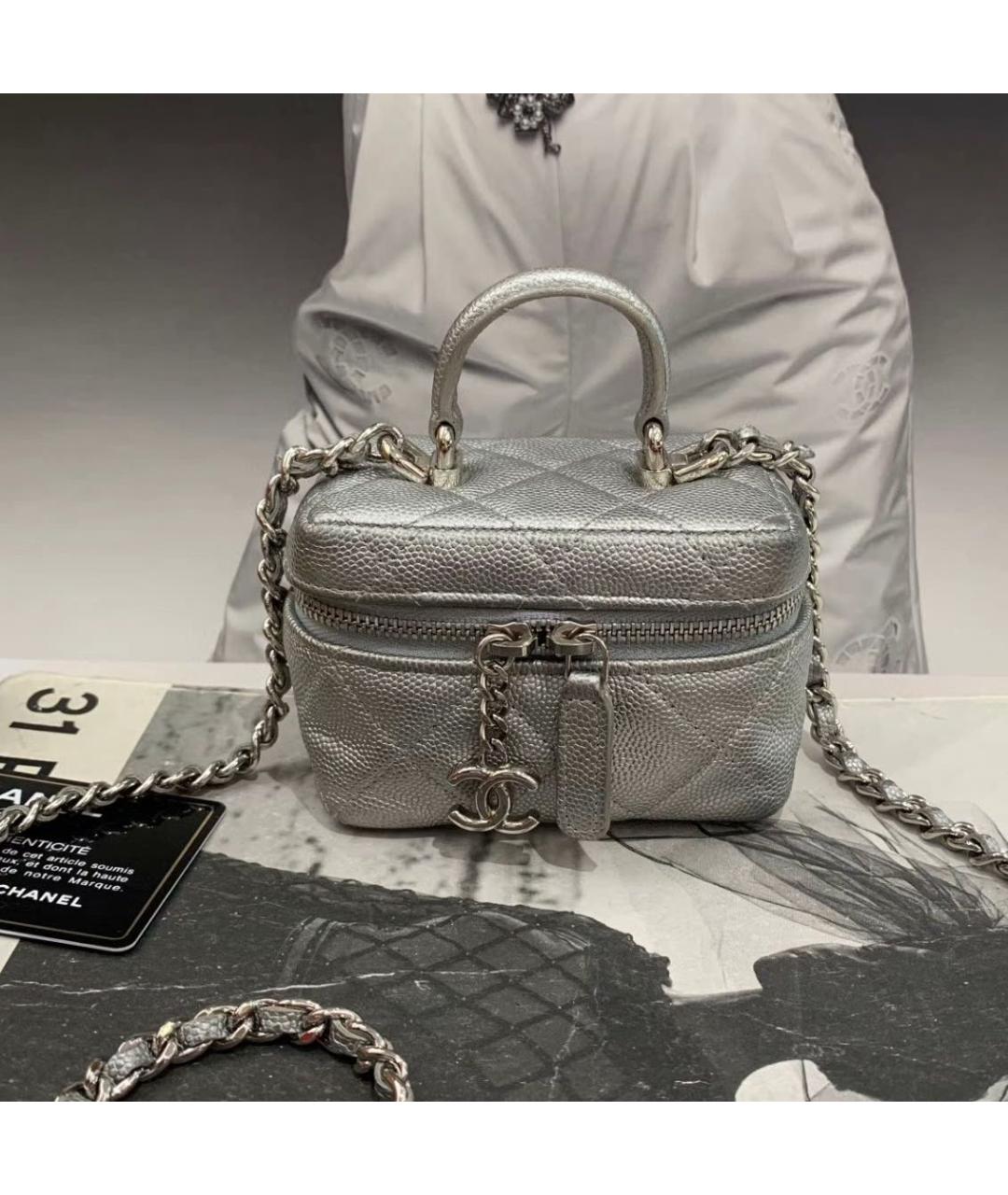 CHANEL Серебряная кожаная сумка через плечо, фото 5