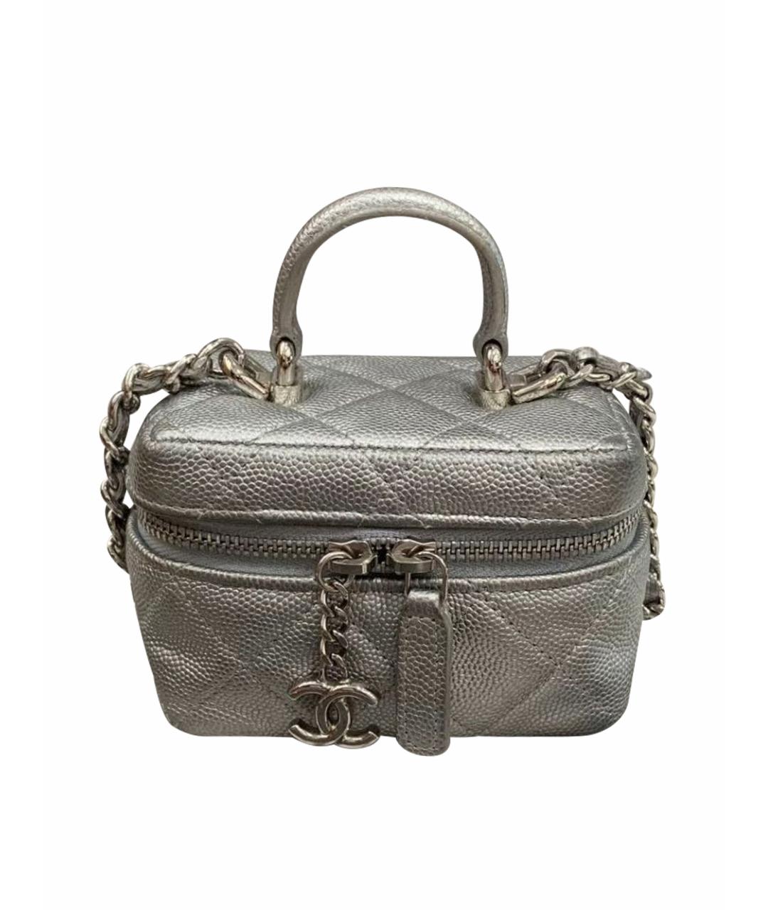 CHANEL Серебряная кожаная сумка через плечо, фото 1