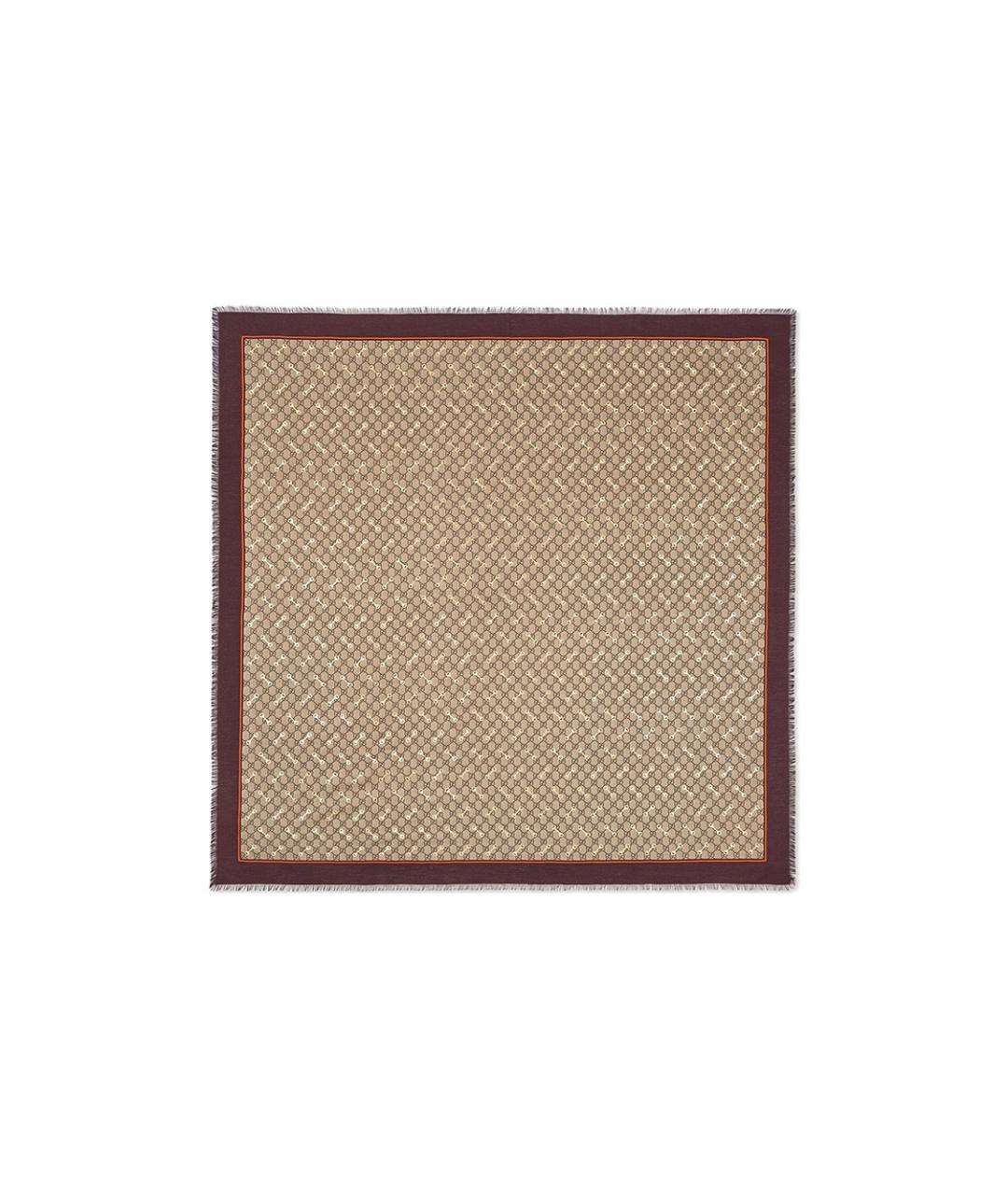 GUCCI Коричневый шелковый платок, фото 1