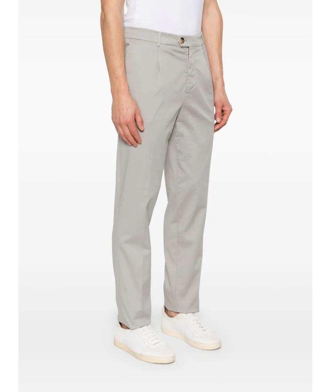 BRUNELLO CUCINELLI Серые хлопковые повседневные брюки, фото 3