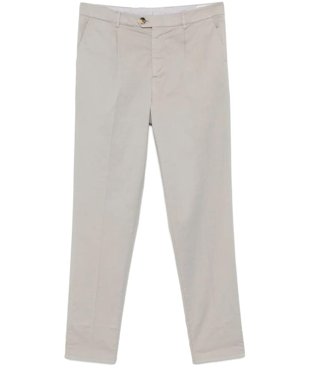 BRUNELLO CUCINELLI Серые хлопковые повседневные брюки, фото 1