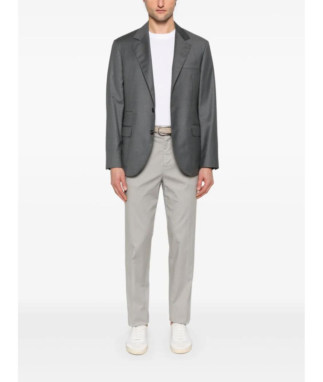 BRUNELLO CUCINELLI Серые хлопковые повседневные брюки, фото 2