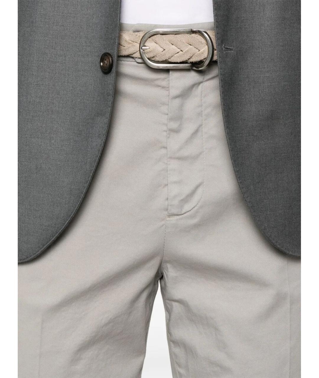 BRUNELLO CUCINELLI Серые хлопковые повседневные брюки, фото 4