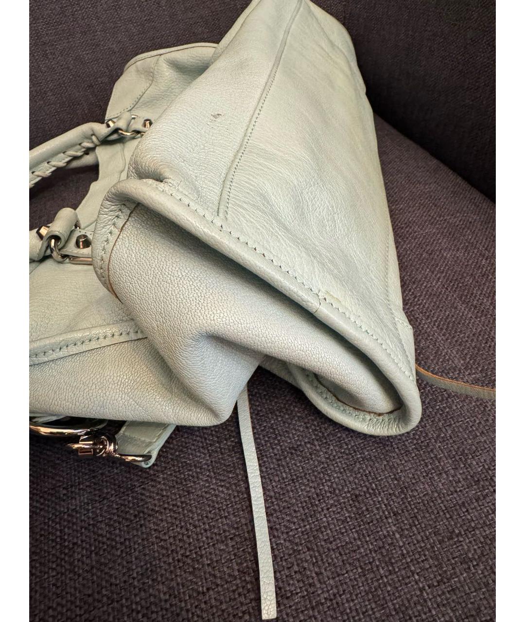 BALENCIAGA Голубая кожаная сумка с короткими ручками, фото 4