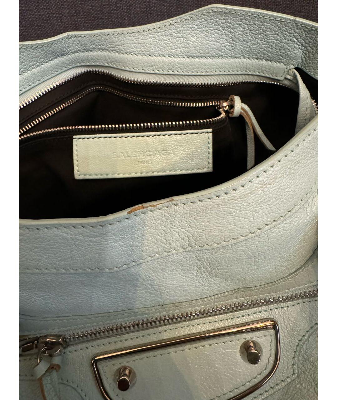 BALENCIAGA Голубая кожаная сумка с короткими ручками, фото 3