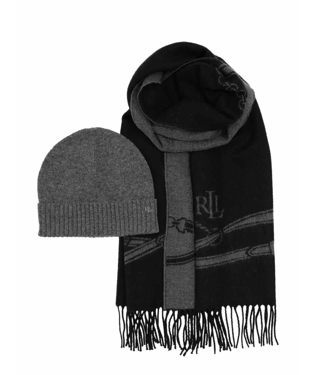 POLO RALPH LAUREN Серый шерстяной шарф, фото 1