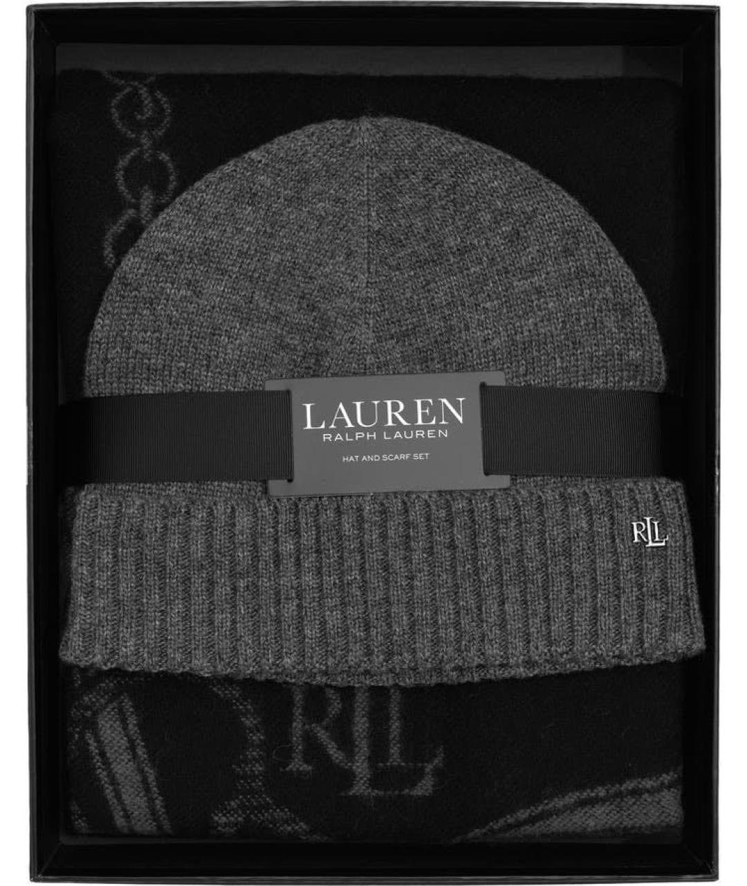 POLO RALPH LAUREN Серый шерстяной шарф, фото 2