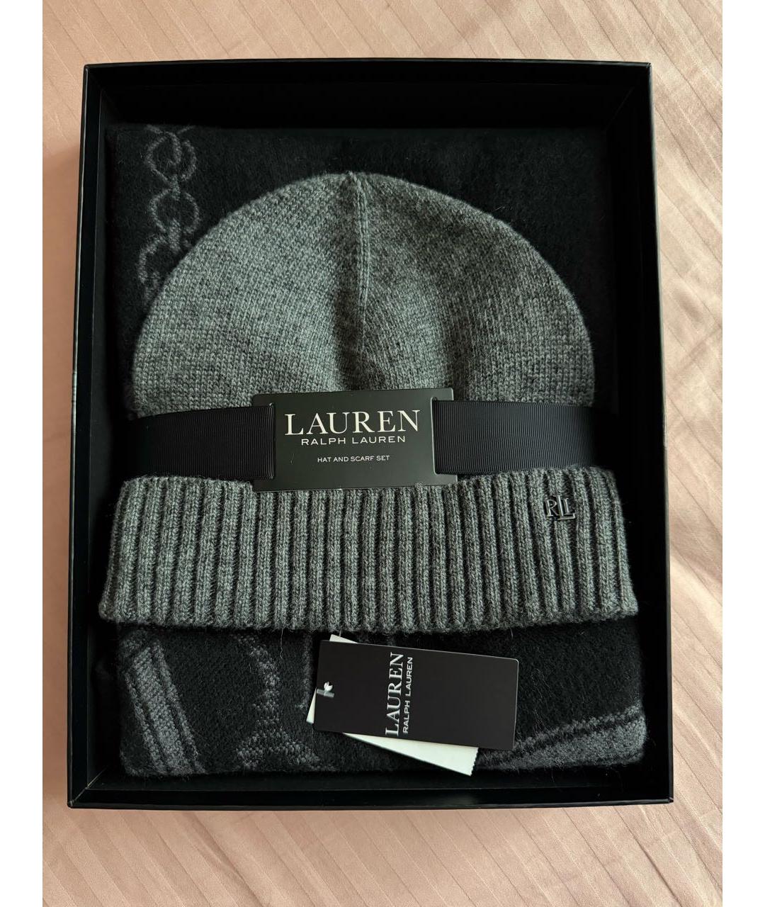 POLO RALPH LAUREN Серый шерстяной шарф, фото 5