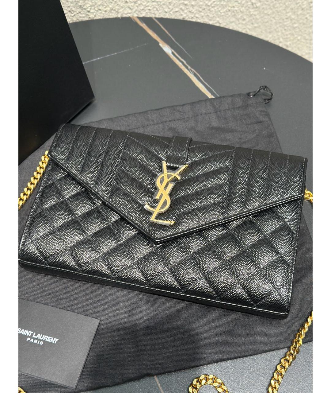 SAINT LAURENT Черная кожаная сумка через плечо, фото 4