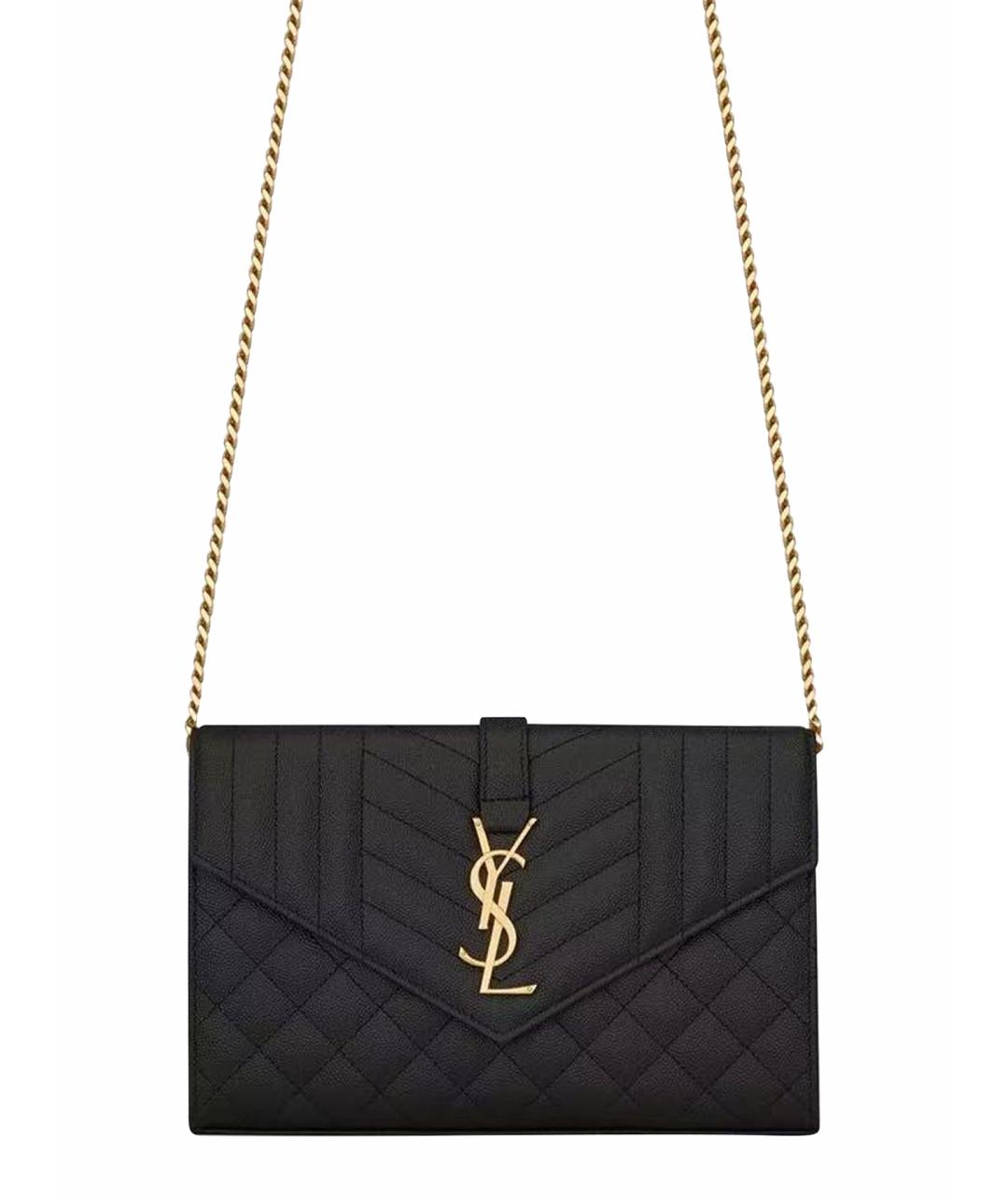 SAINT LAURENT Черная кожаная сумка через плечо, фото 1