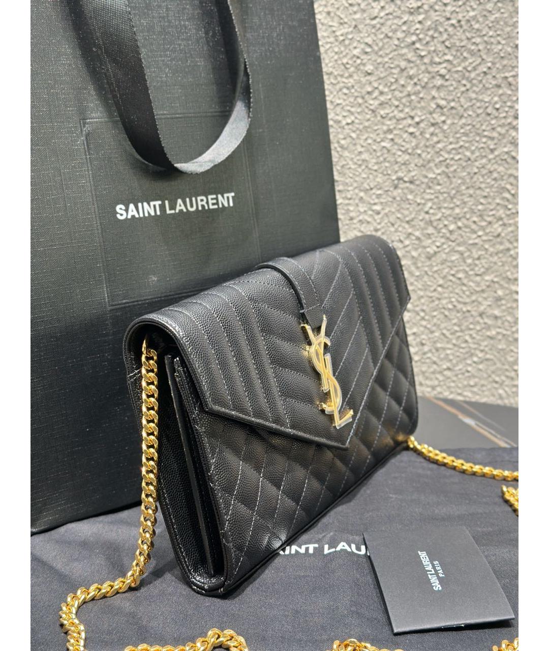 SAINT LAURENT Черная кожаная сумка через плечо, фото 3