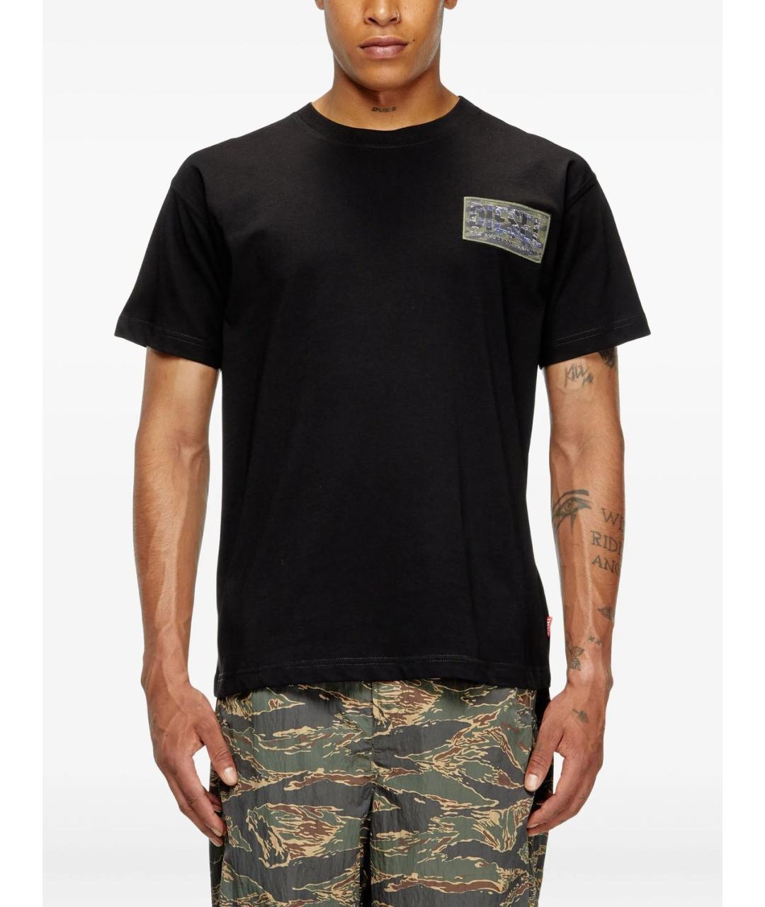 DIESEL Черная хлопковая футболка, фото 2