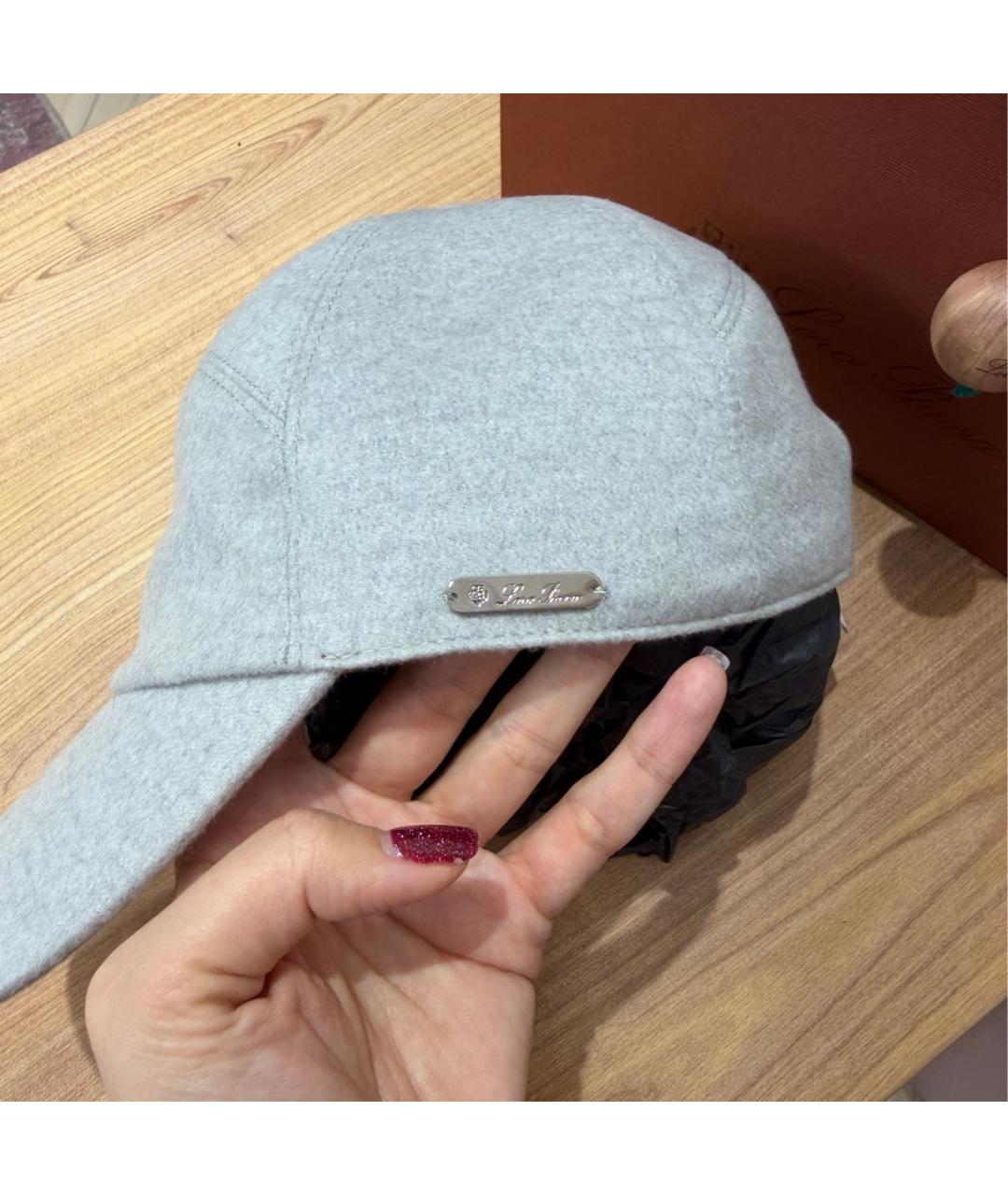 LORO PIANA Серая кашемировая кепка/бейсболка, фото 3
