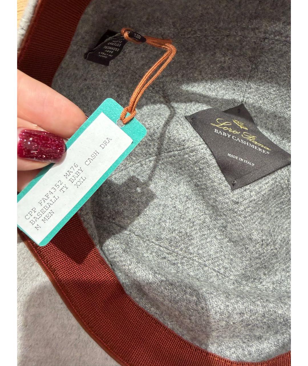 LORO PIANA Серая кашемировая кепка/бейсболка, фото 6