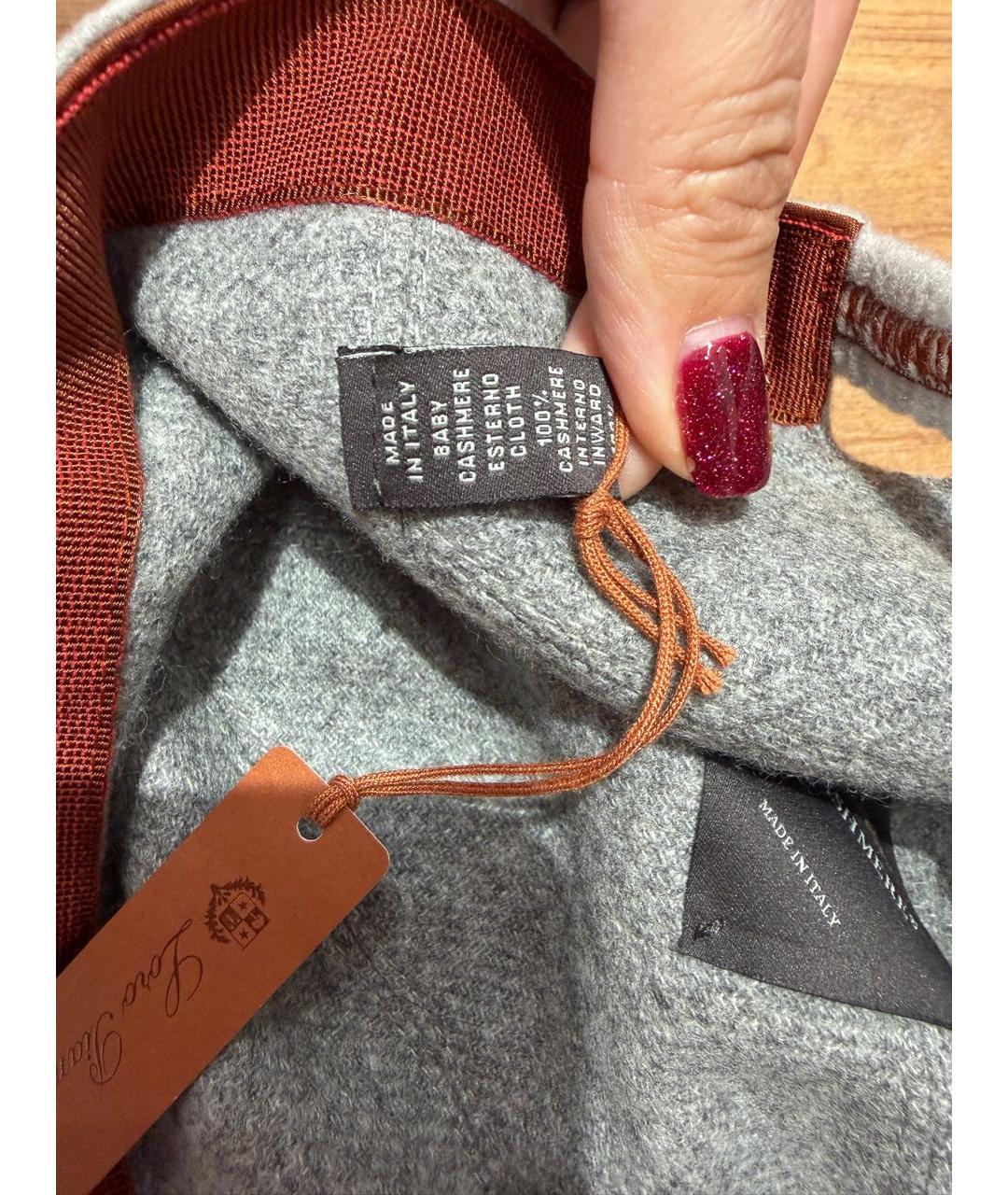 LORO PIANA Серая кашемировая кепка/бейсболка, фото 7