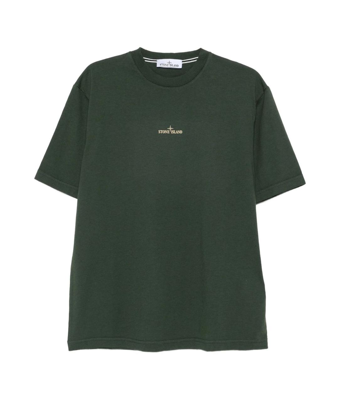 STONE ISLAND Зеленая хлопковая футболка, фото 1