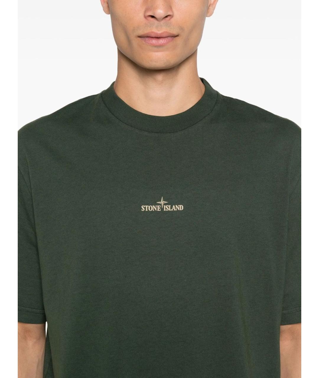STONE ISLAND Зеленая хлопковая футболка, фото 2