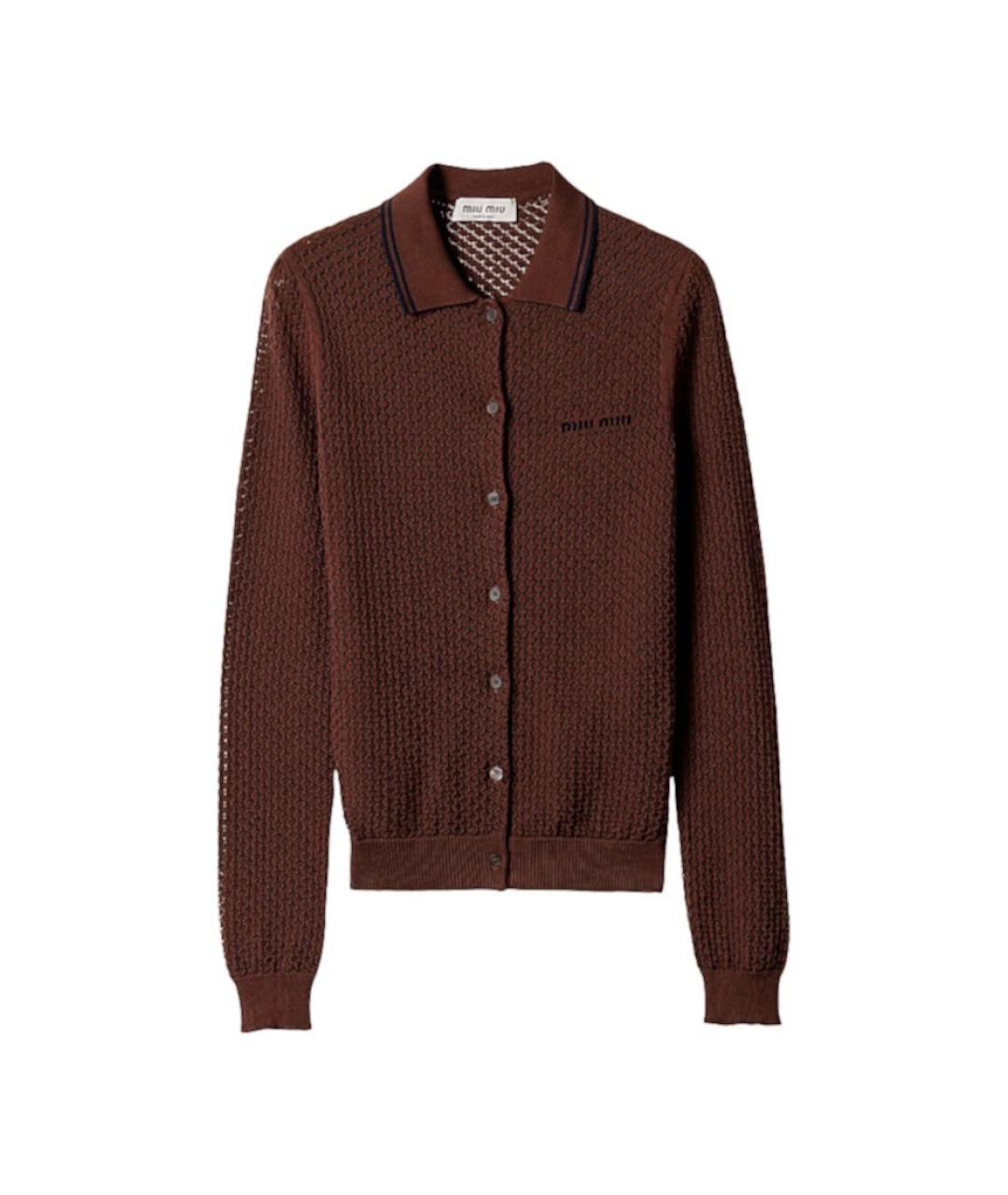 MIU MIU Коричневый хлопковый кардиган, фото 1