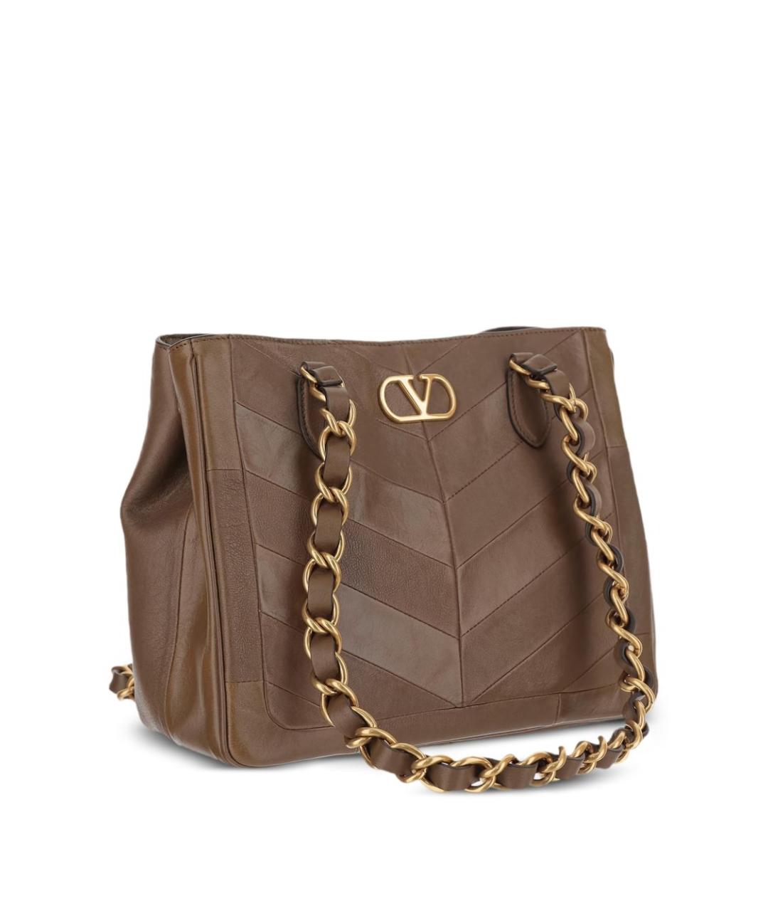 VALENTINO Коричневая кожаная сумка тоут, фото 2