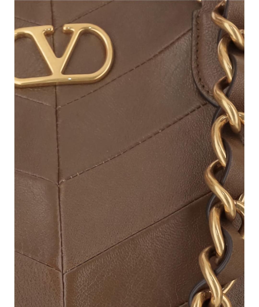 VALENTINO Коричневая кожаная сумка тоут, фото 3