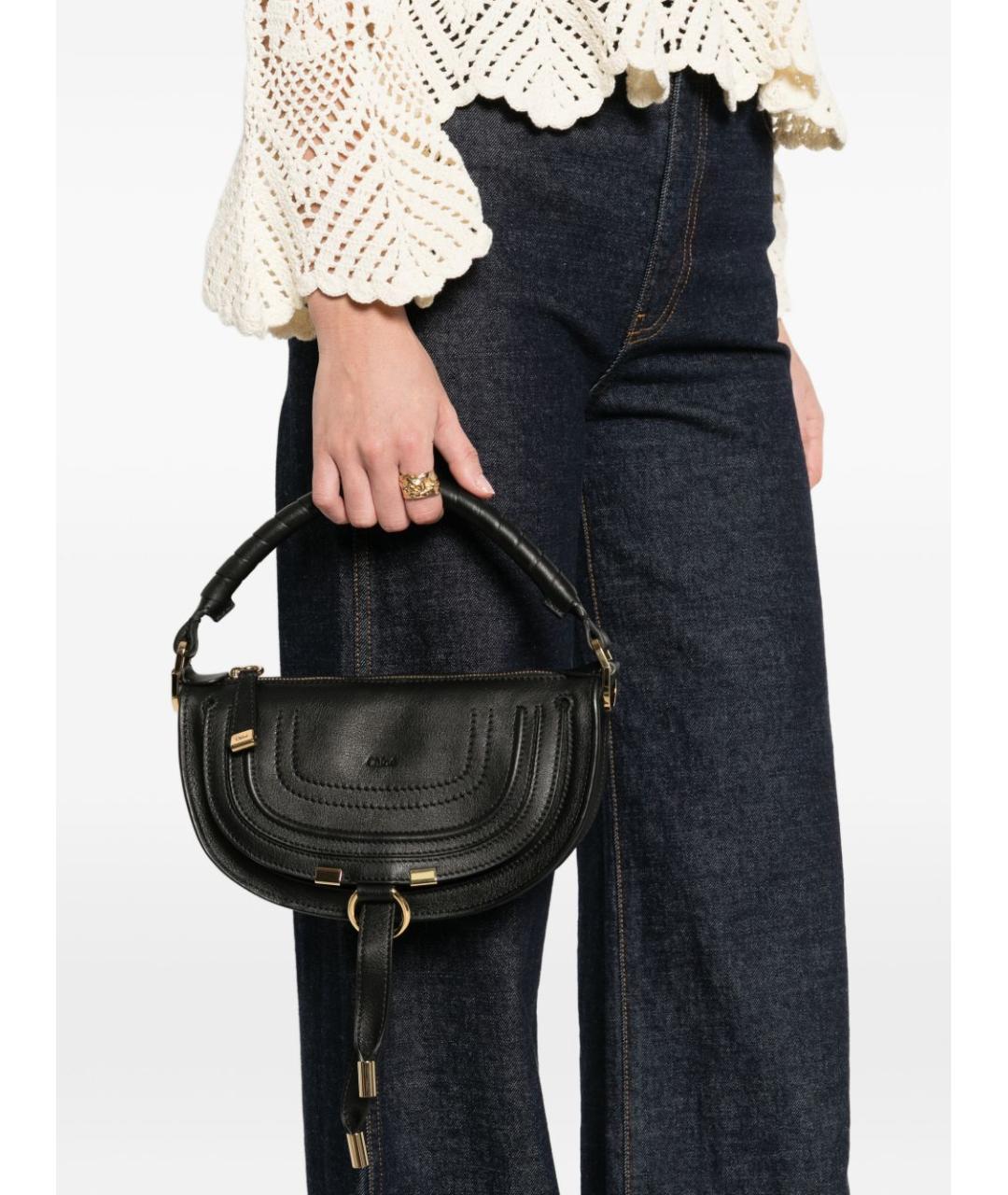 CHLOE Черная кожаная сумка через плечо, фото 3