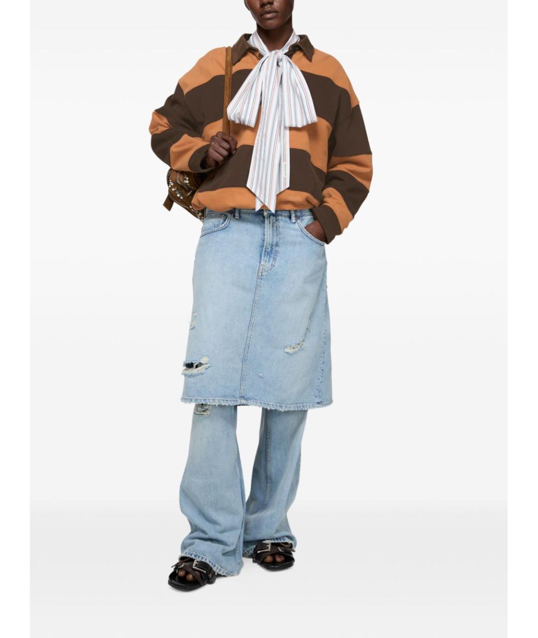 ACNE STUDIOS Синие хлопковые прямые джинсы, фото 3