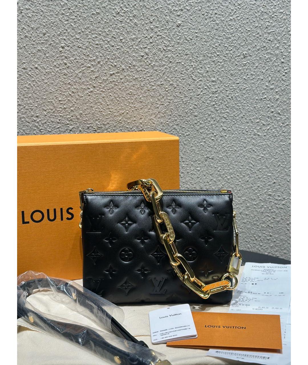 LOUIS VUITTON Черная кожаная сумка через плечо, фото 2