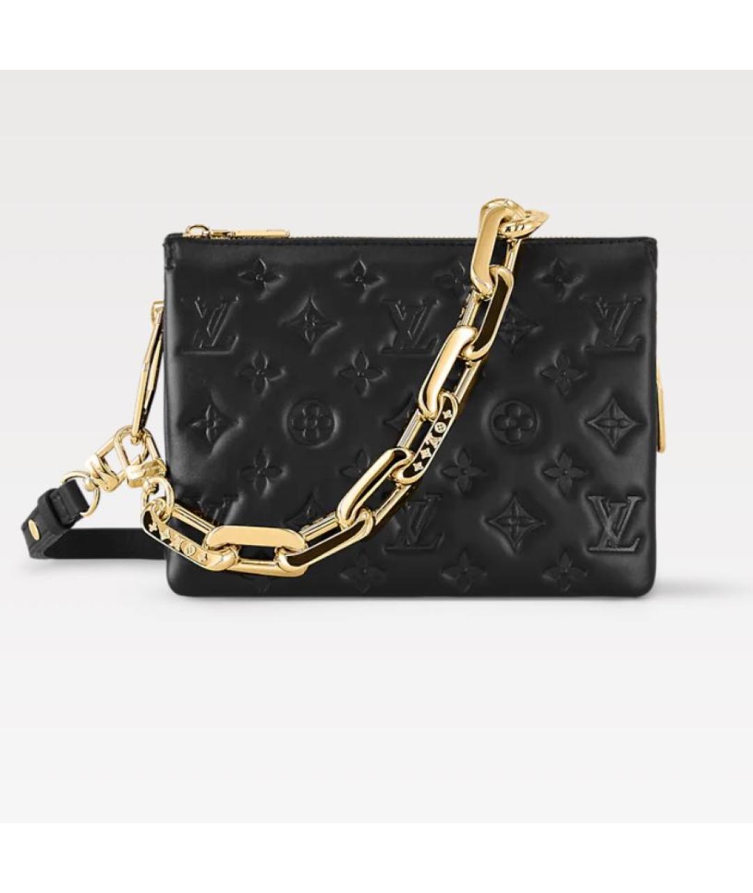 LOUIS VUITTON Черная кожаная сумка через плечо, фото 9