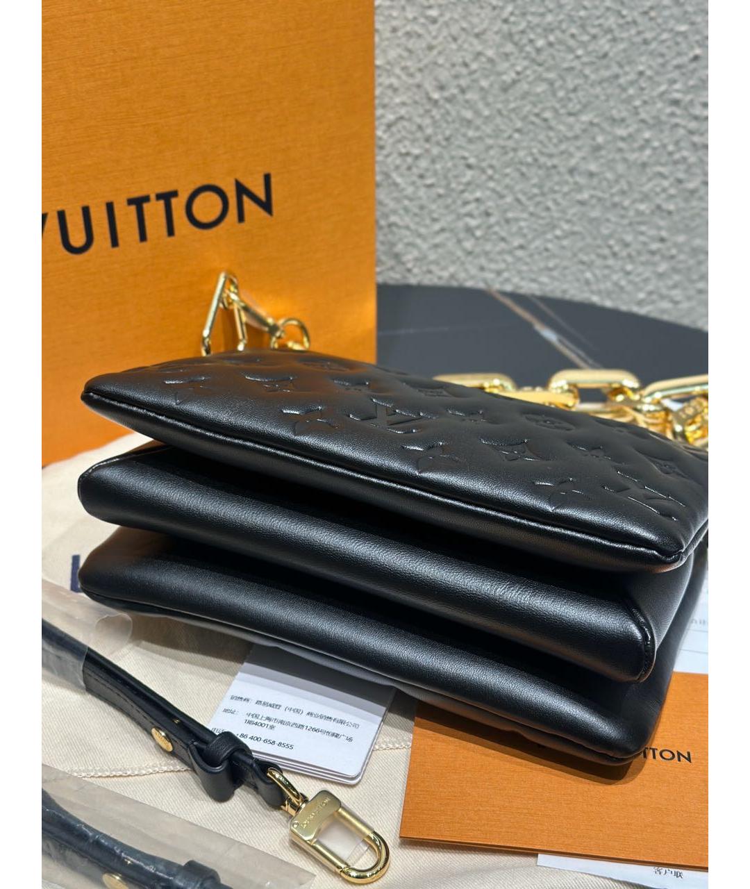 LOUIS VUITTON Черная кожаная сумка через плечо, фото 6