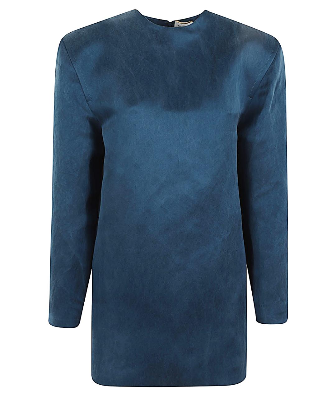 SAINT LAURENT Синее шелковое повседневное платье, фото 2